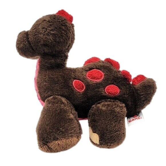 2/$15 Webkinz Cocoa Dinosaur Plush Brown Red 9" Soft Stuffed Animal Spikes Dots - Picture 3 of 10